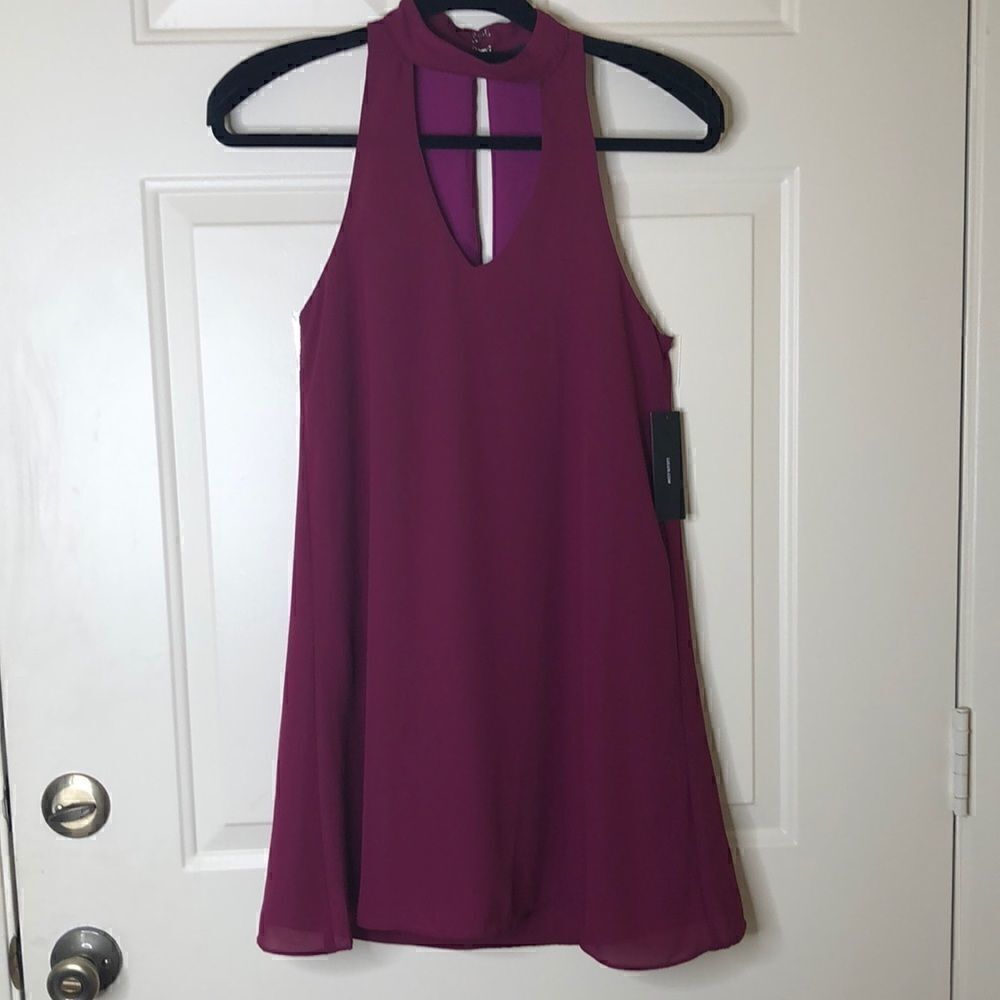 Lulus magenta high neck swing mini dress